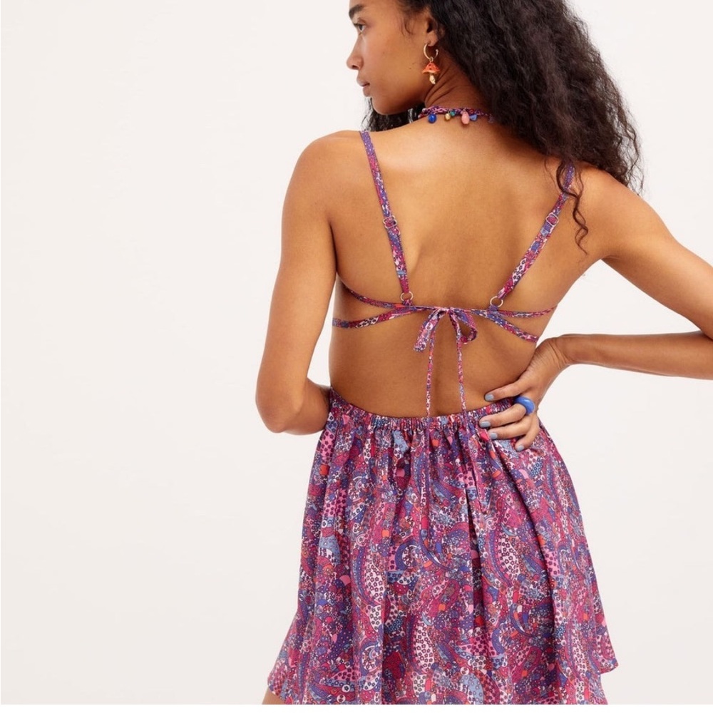 For Love and Lemons Tonya mini dress purple paisley medium - Picture 2 of 5